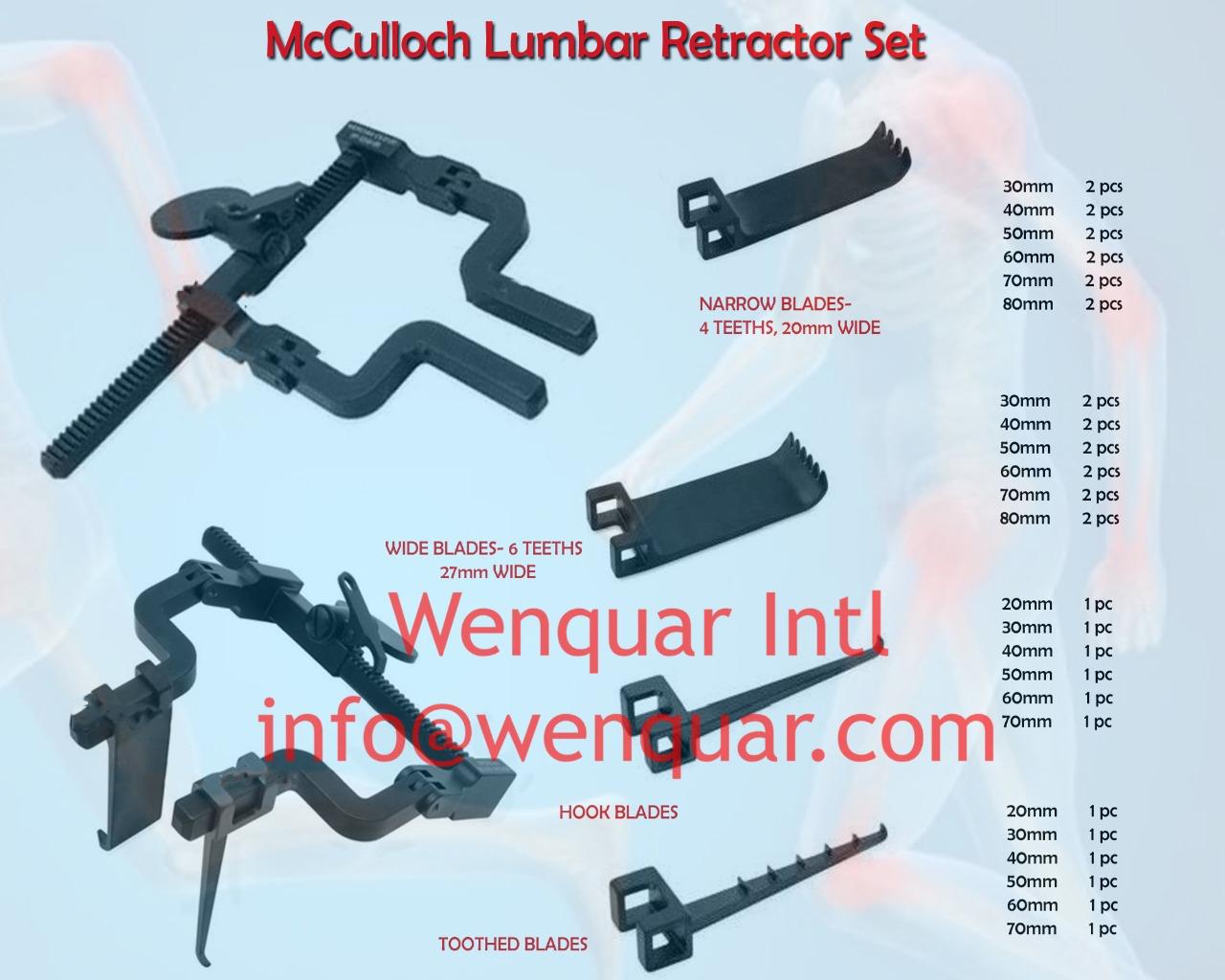 McCulloch Micro Discectomy Lumbar Retractor 38 PCs Black
